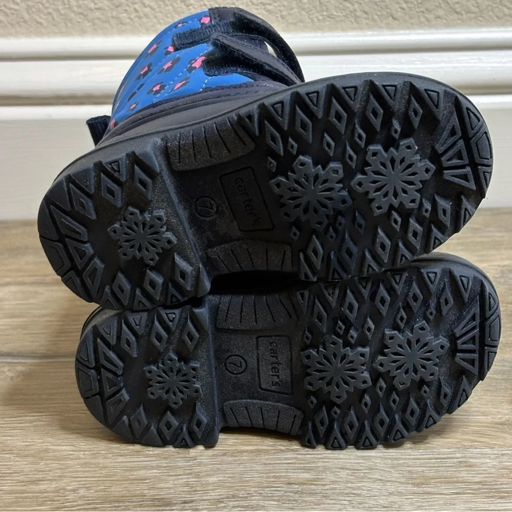 Carter's Girls Deltha Cold Weather Boots Pink and Blue Leopard Print Toddler’s 7